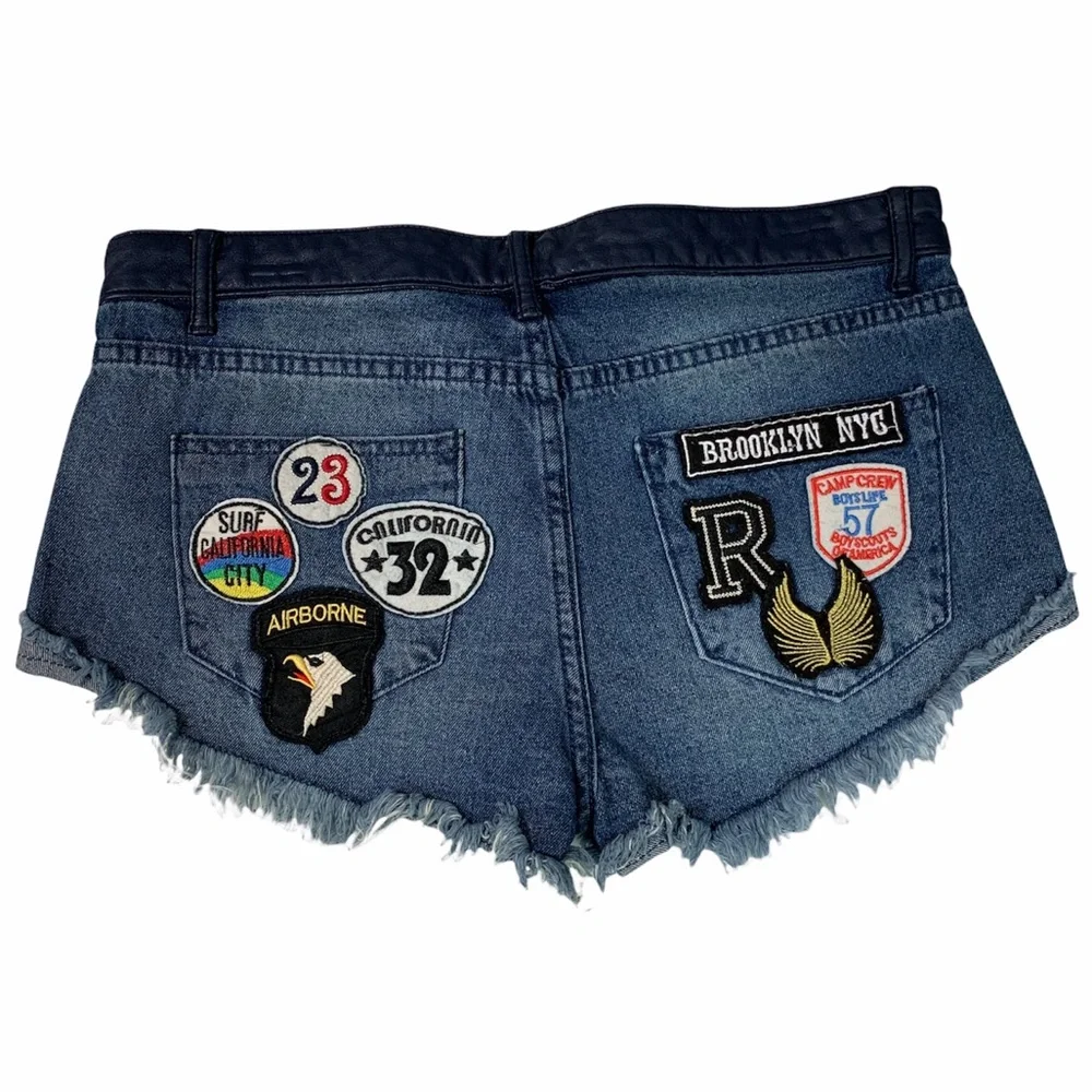 VINTAGE Havana Jean Shorts Size 28 Distressed Denim Shorts Button Fly